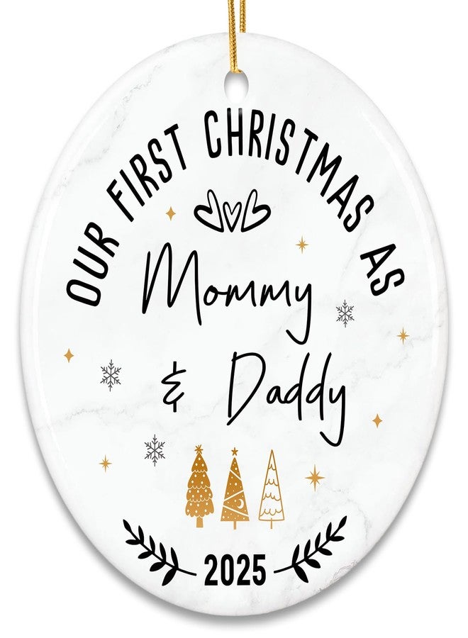 ZAGKOO Baby First Christmas Ornament 2025 - Mom and Dad Gifts Ideas - Gift for Parents on Christmas - New Parents Gift for Couples - First Time Mom & New Dad Gifts - Family of Three Ceramic Ornament - Image 1